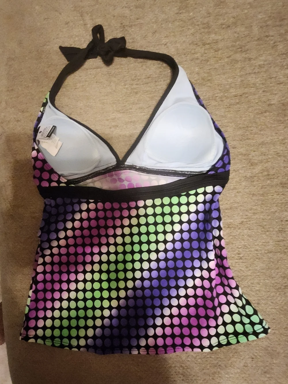 Nike Black Trim Multicolor Polka Swim Top